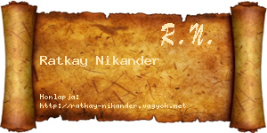 Ratkay Nikander névjegykártya